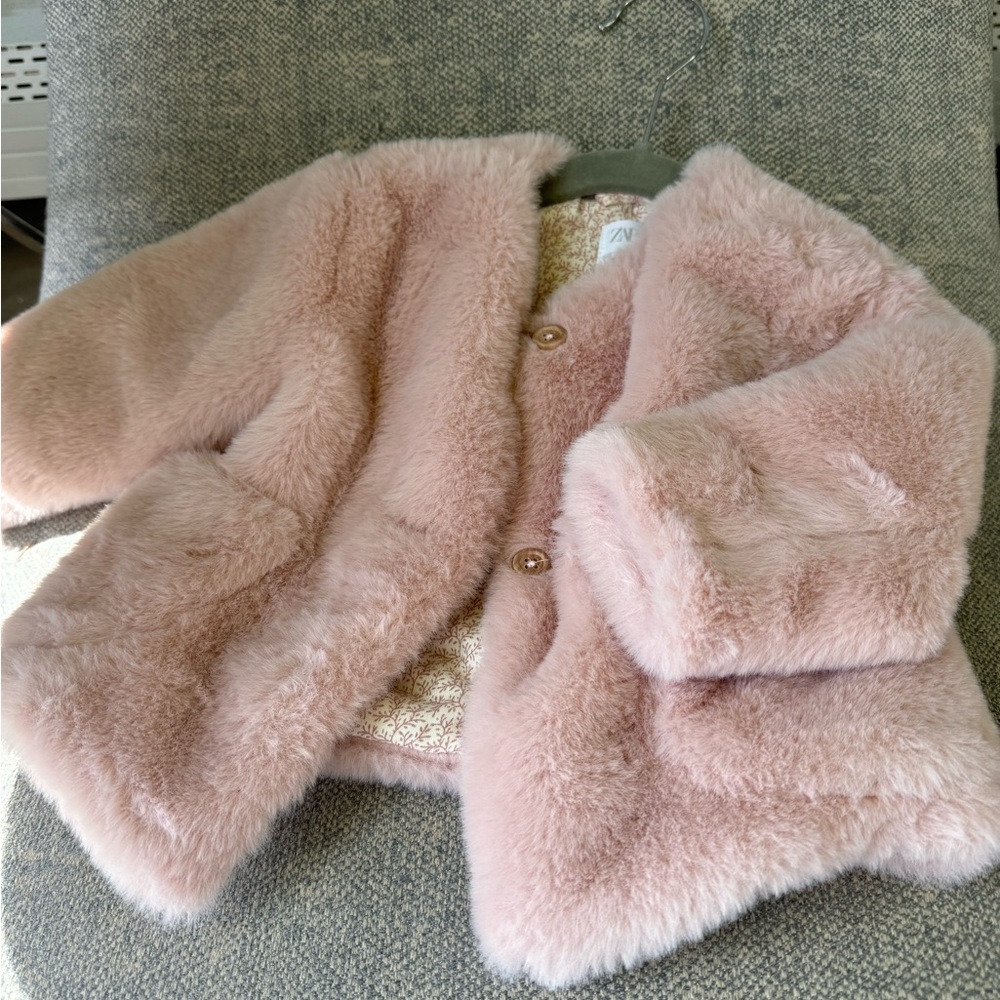 Never worn pink fur coat